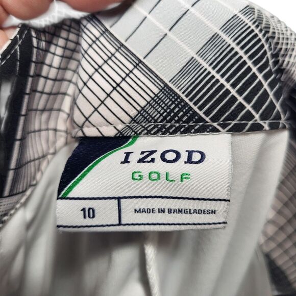 Izod Golf Grid Print Skort, Built-in Shorts Black White, Size 10 - Picture 2 of 10